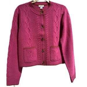 Sundance Women’s Sloane Merino Wool Cable Knit Cardigan Magenta, Brown Size S